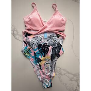 NWT Women’s Tropical Wrap One Piece Swimsuit L
